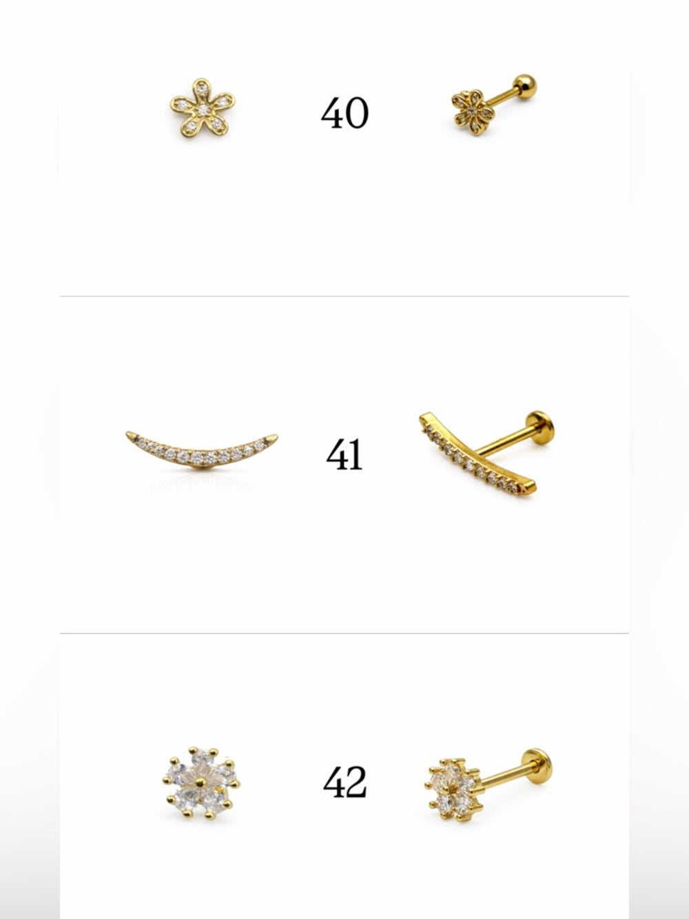 Gold Screwbacks 25-48