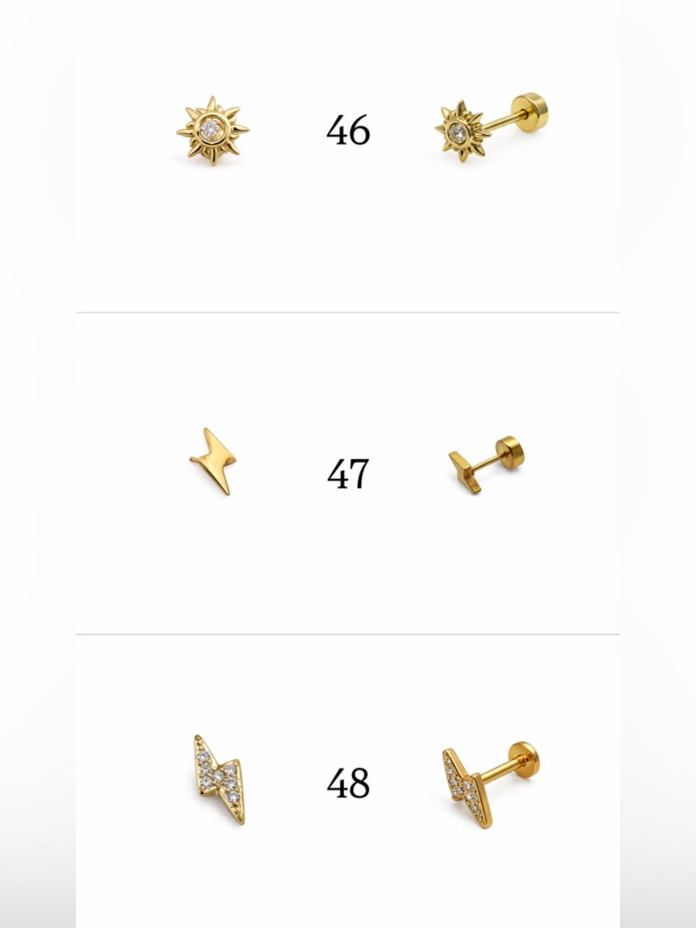 Gold Screwbacks 25-48