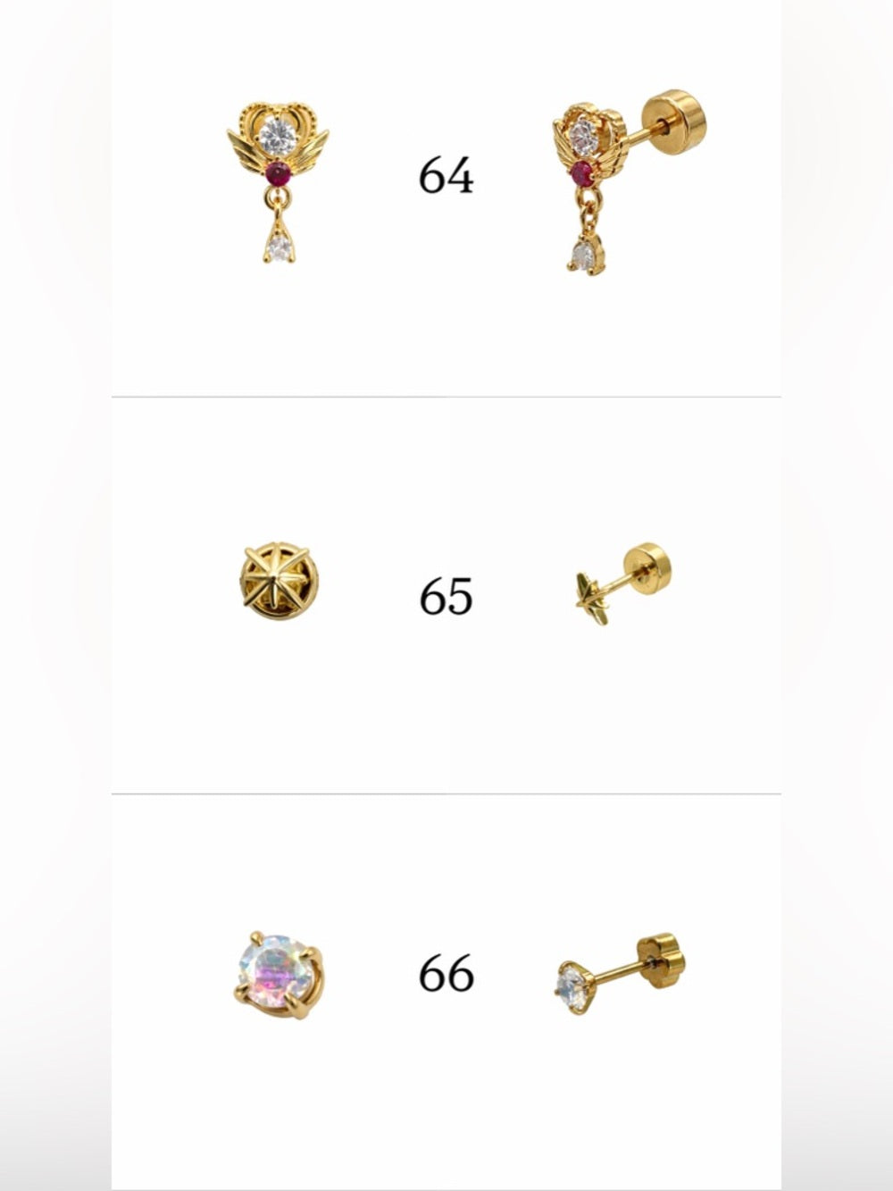 Gold Screwbacks 49-72
