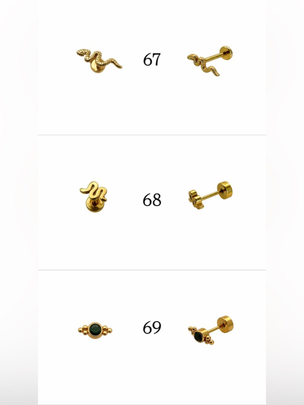 Gold Screwbacks 49-72