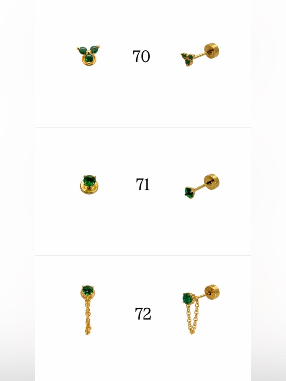 Gold Screwbacks 49-72