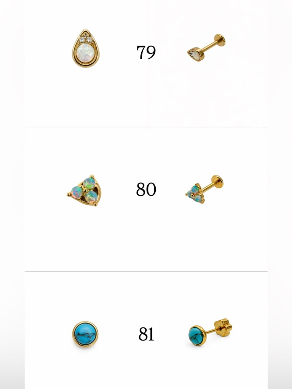 Gold Screwbacks 73-96