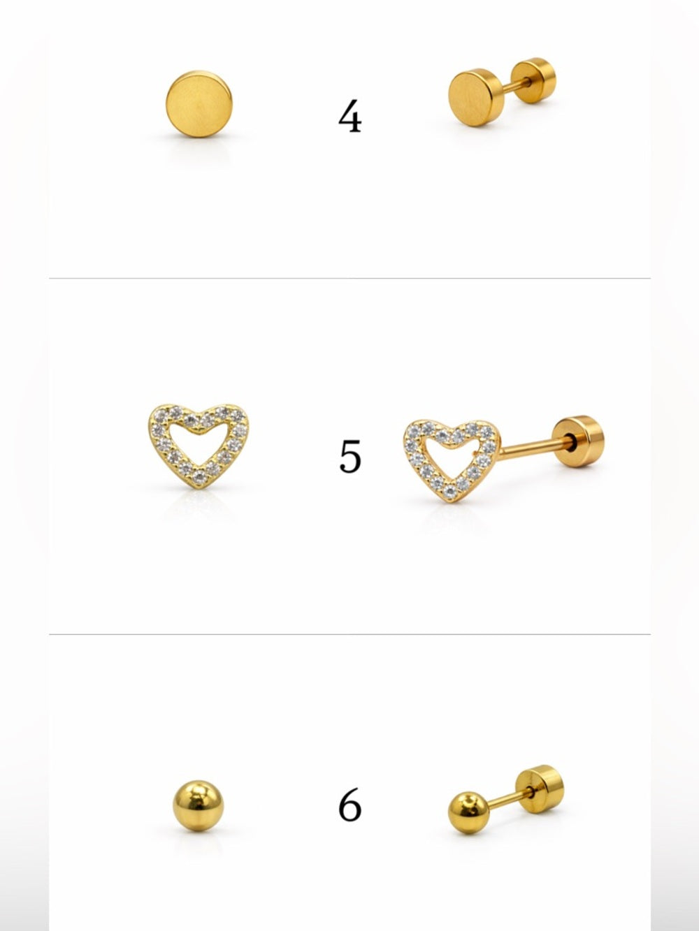 Gold Screwbacks 1-24