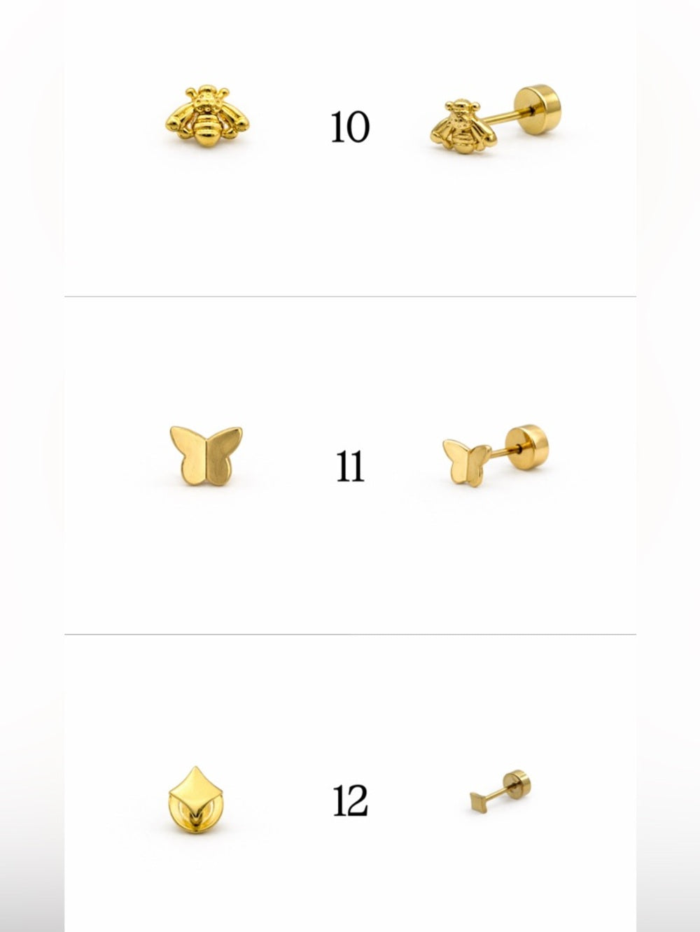 Gold Screwbacks 1-24