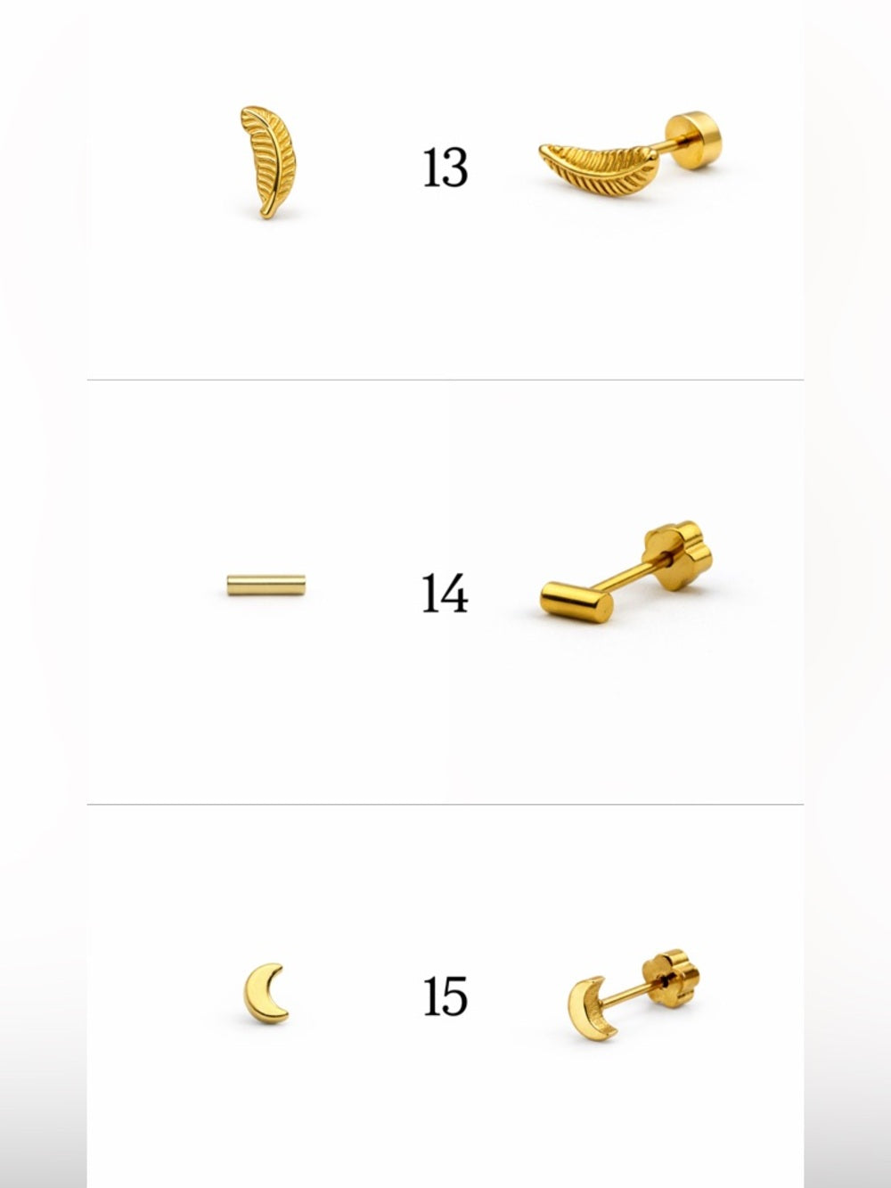 Gold Screwbacks 1-24