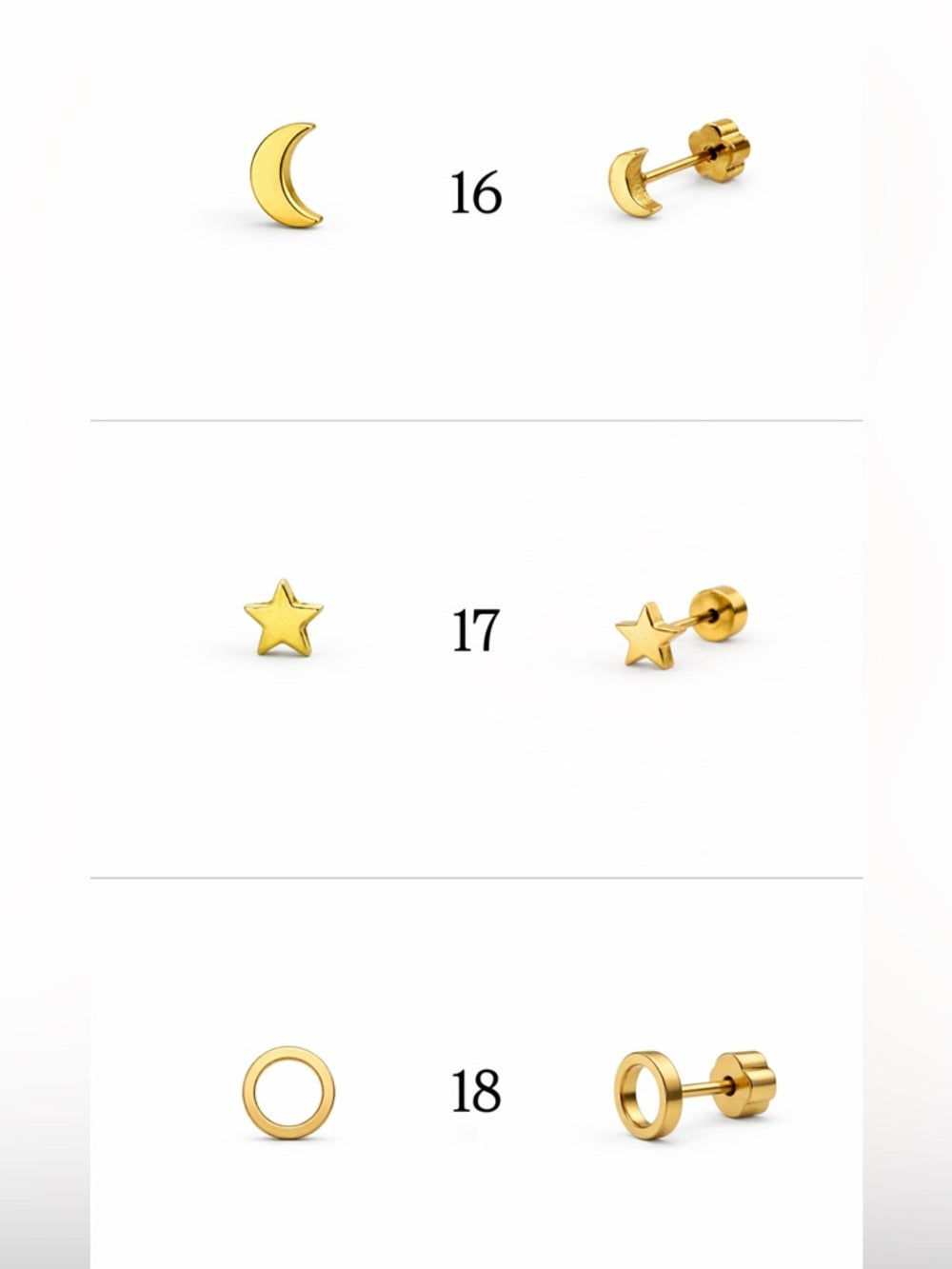 Gold Screwbacks 1-24