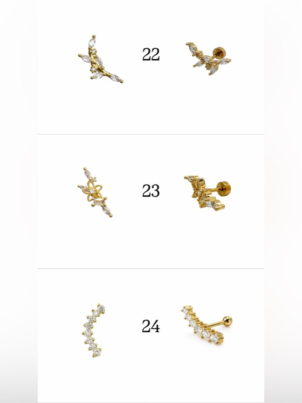 Gold Screwbacks 1-24