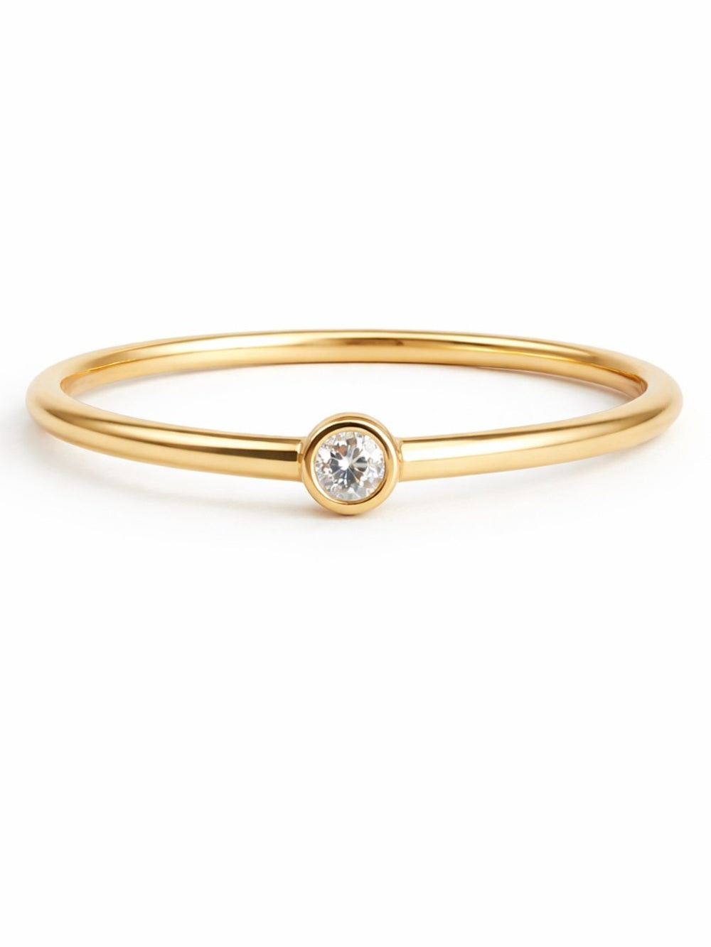 Gold Solitare Bezel Ring