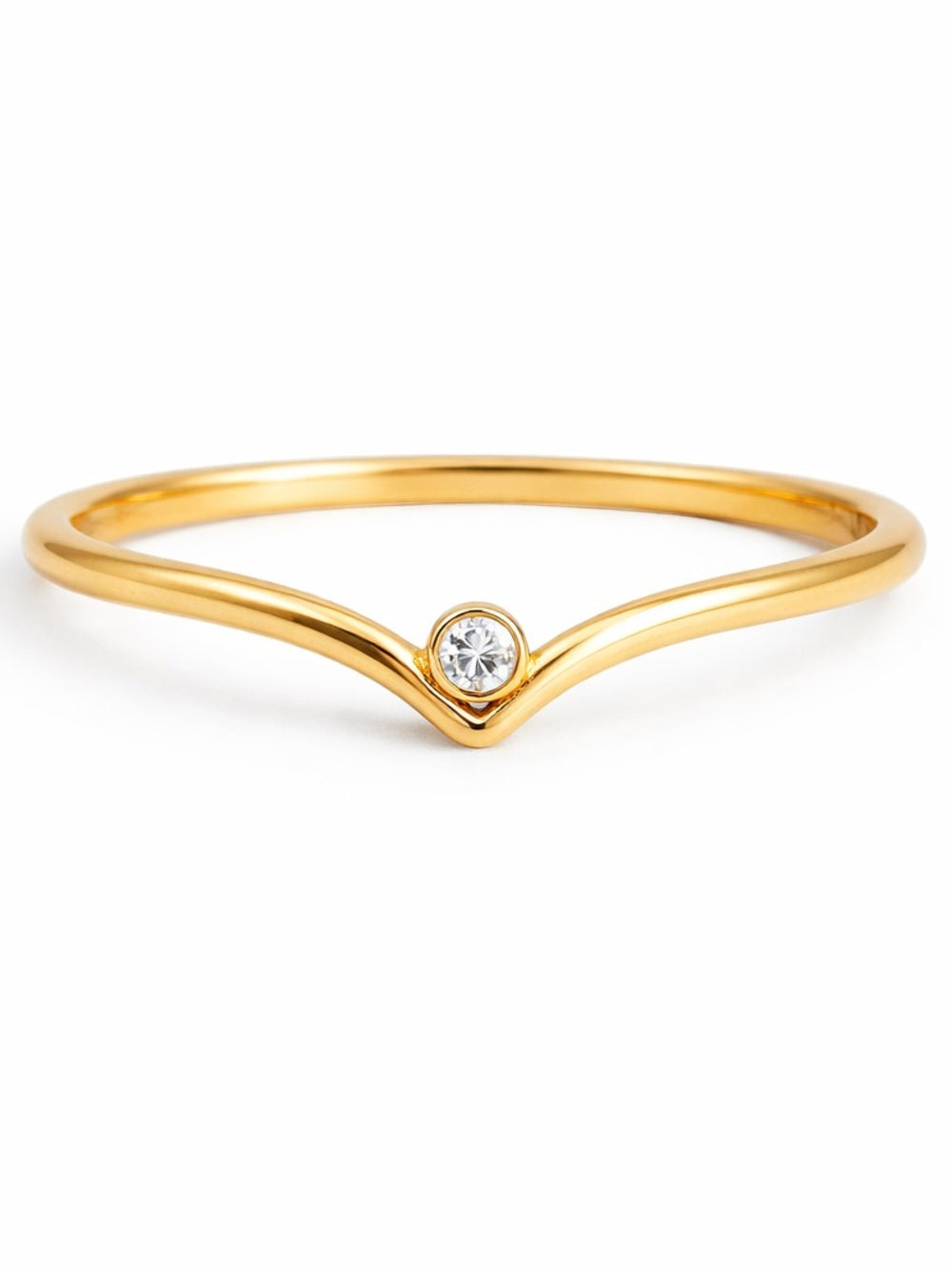 Gold V Solitare Ring