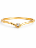Gold V Solitare Ring