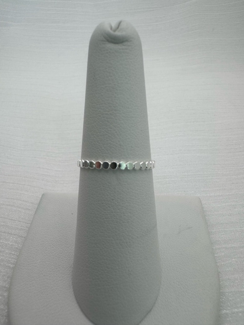 Silver Flat Beaded Ring