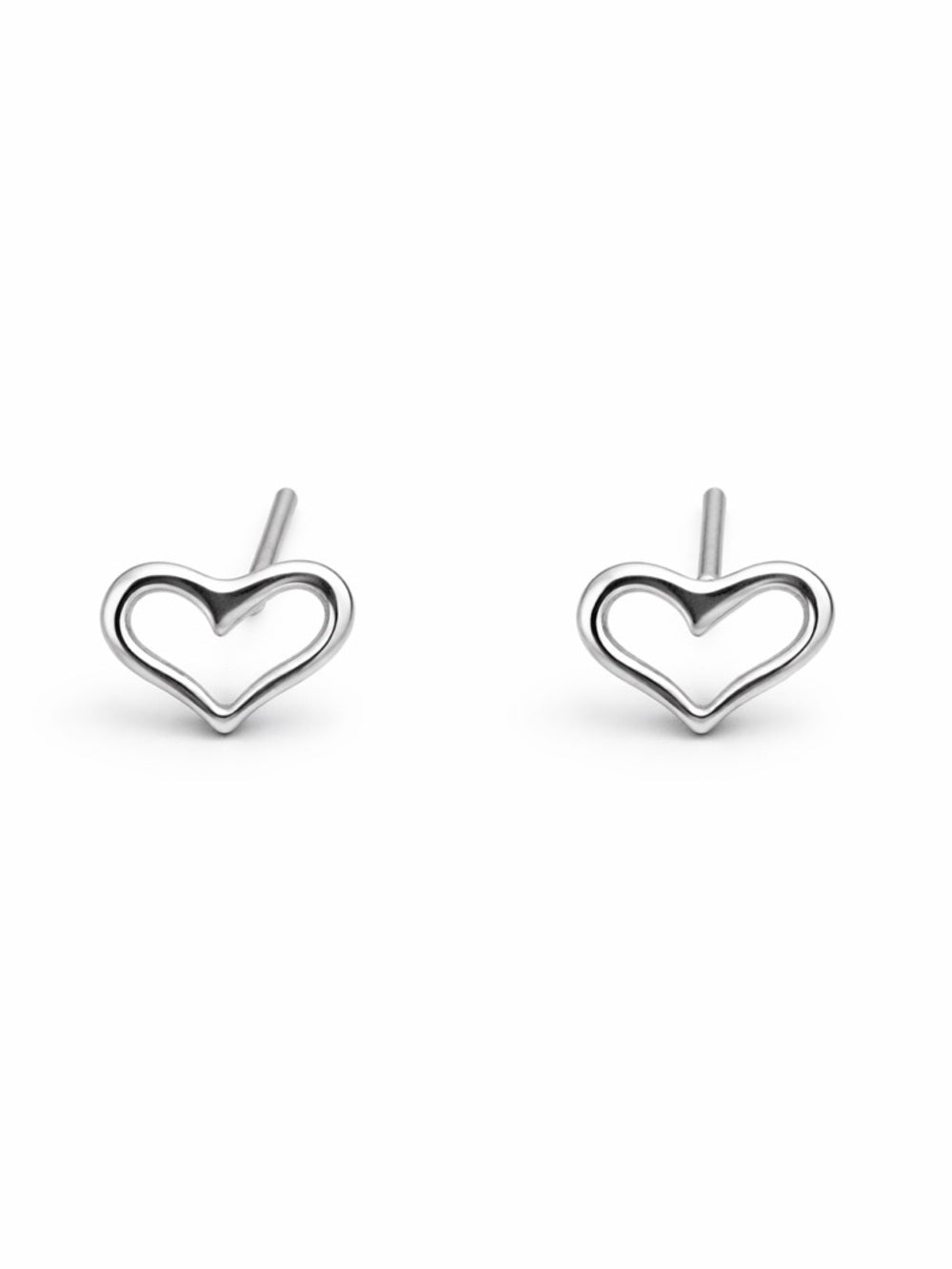 Silver Open Heart Stud Earrings