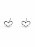 Silver Open Heart Stud Earrings