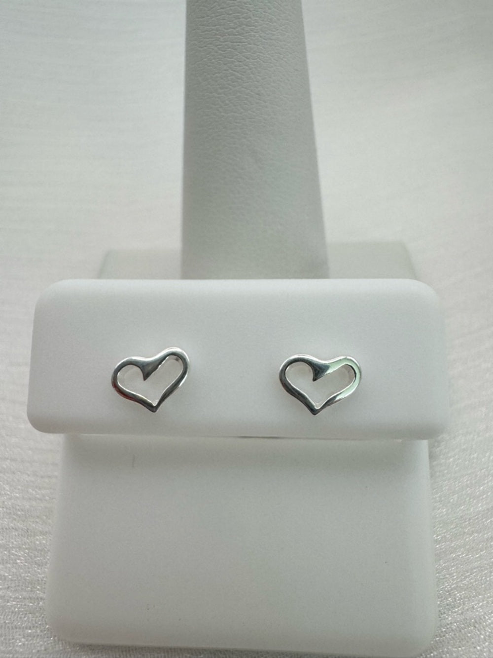 Silver Open Heart Stud Earrings