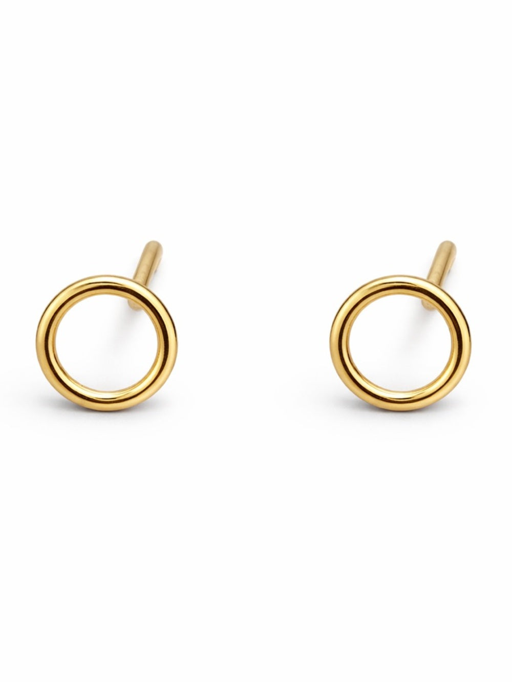 Gold Open Circle Stud Earrings
