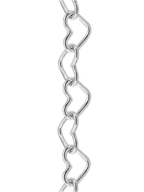 3mm Silver Heart Link Chain Custom Necklace