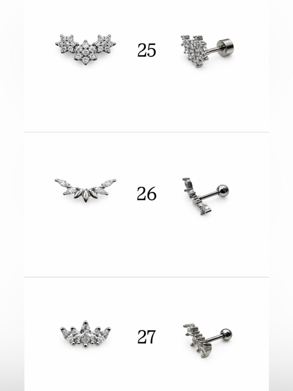 Silver Screwbacks 25-48