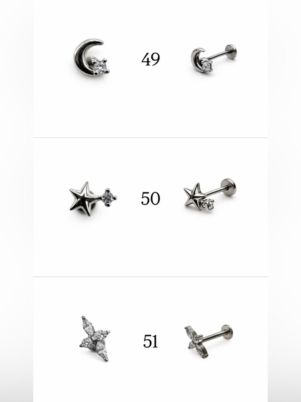 Silver Screwbacks 49-72