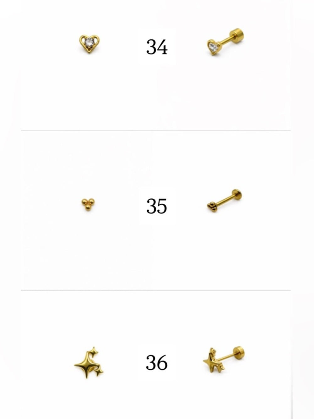 Gold Screwbacks 25-48