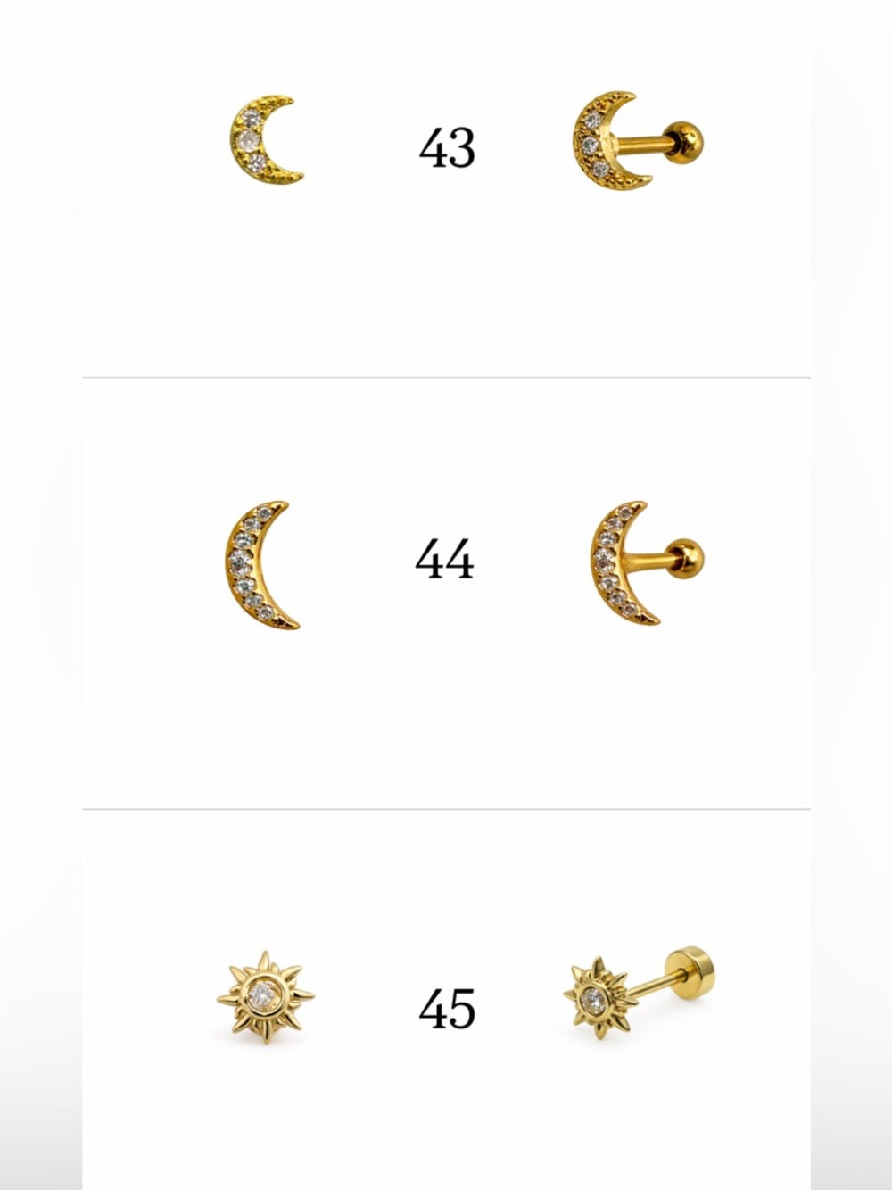 Gold Screwbacks 25-48