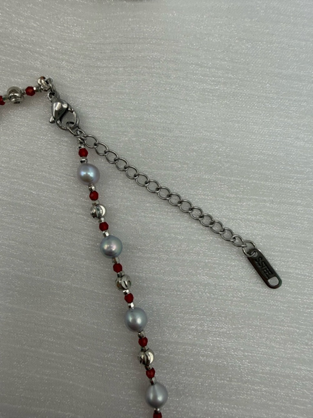 Freshwater Pearl and Carnelian Silver Necklace #88