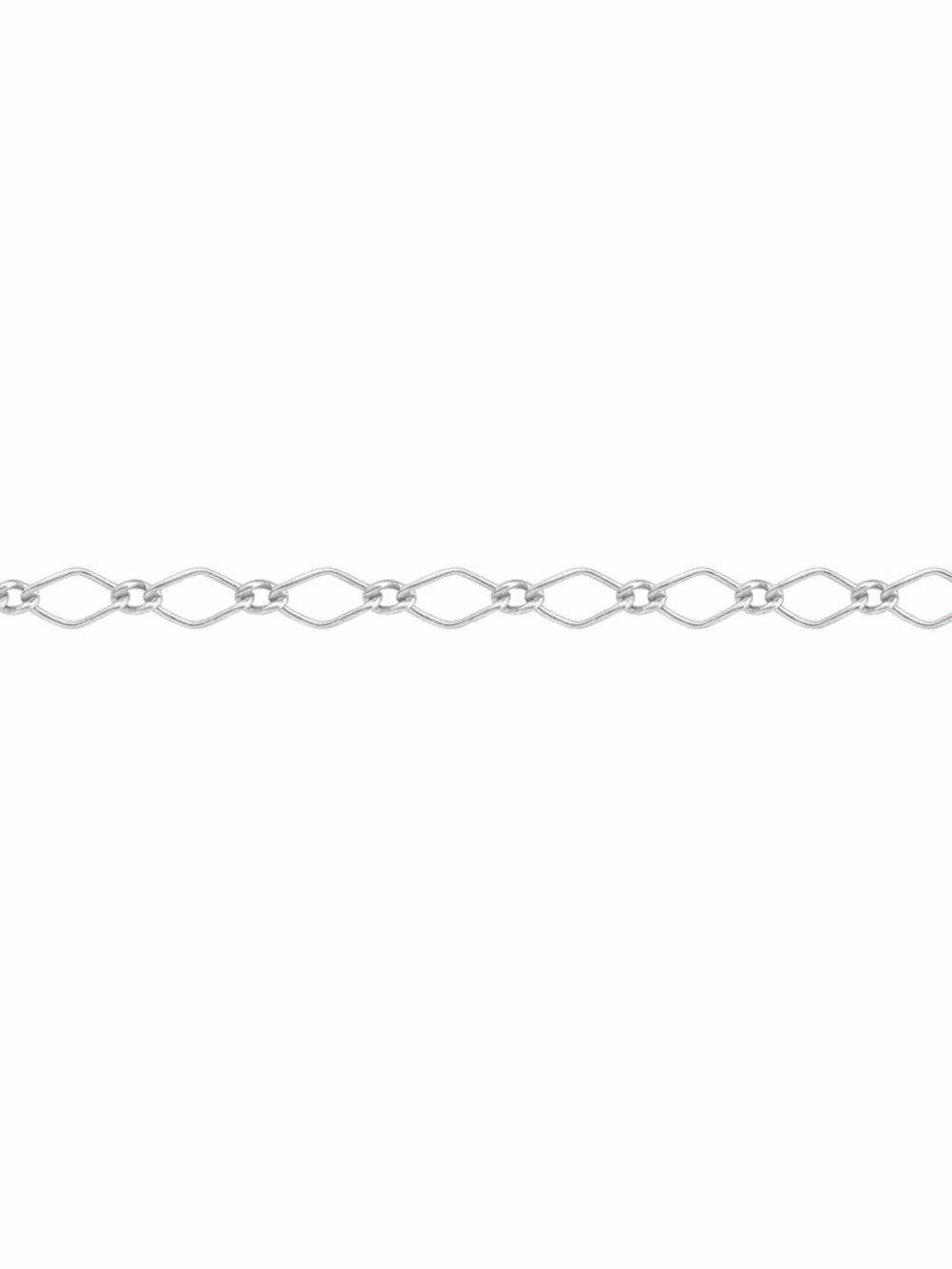 2.5mm Silver Elongated Diamond Link Chain Custom Bracelet