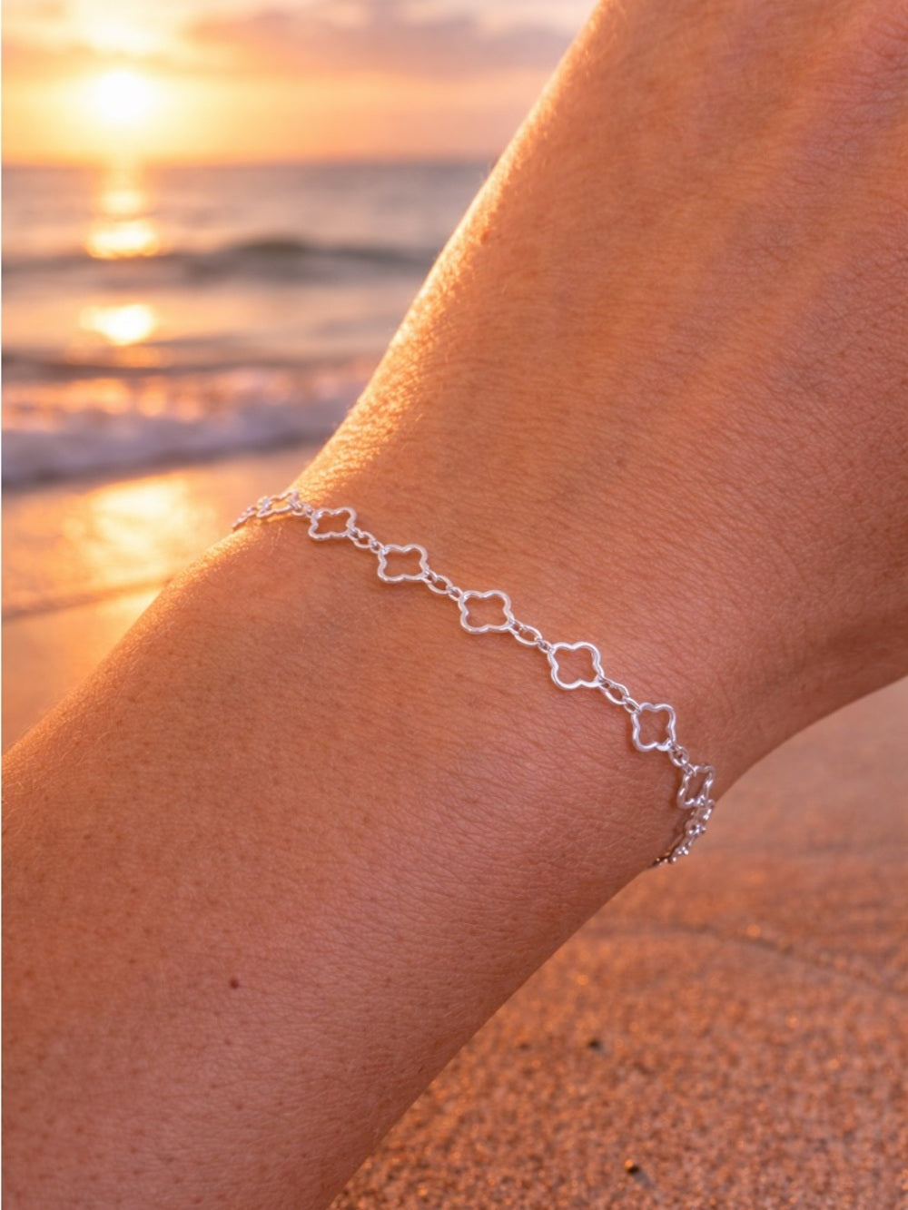 5mm Silver Quatrefoil Chain Custom Bracelet