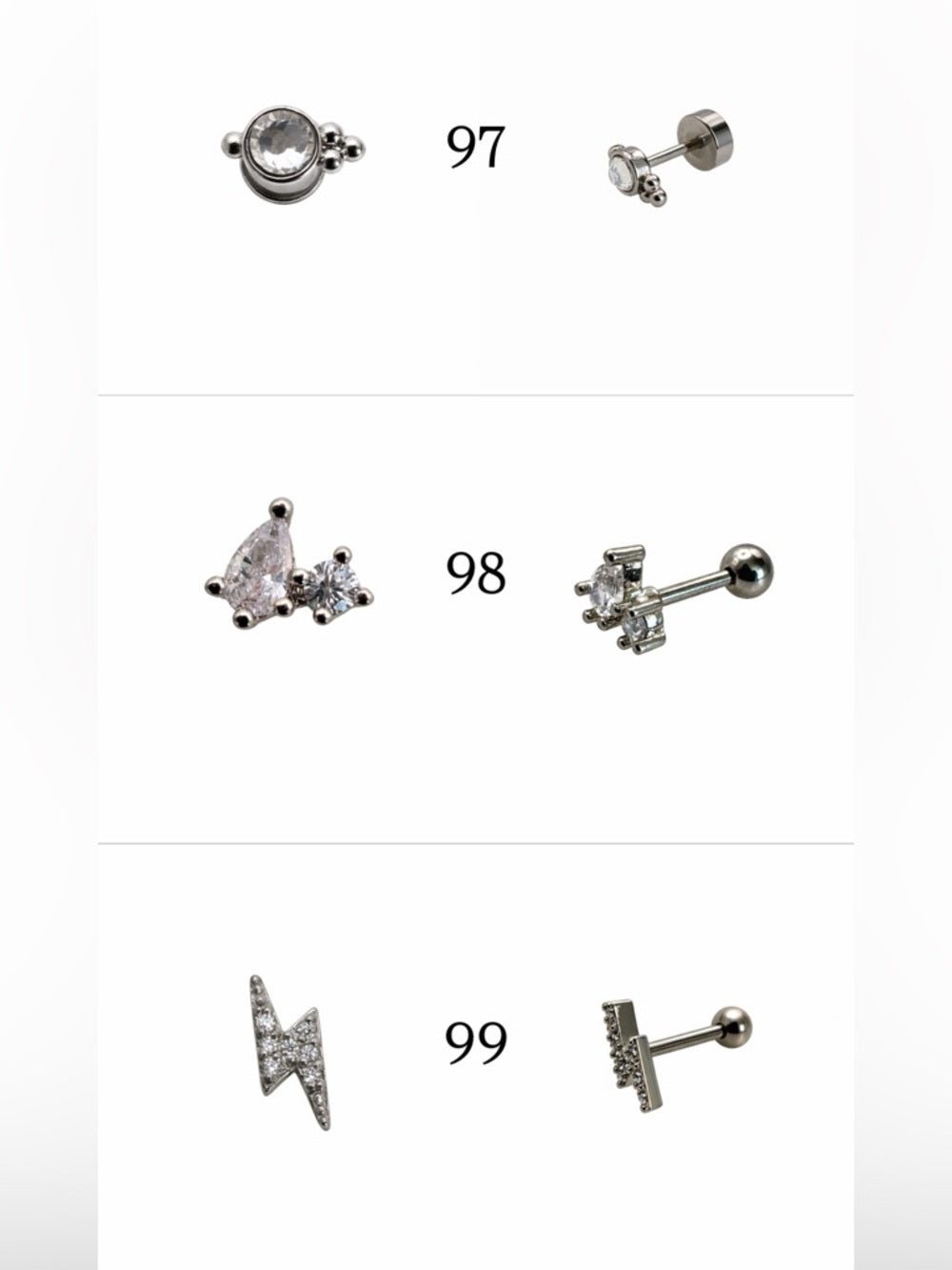 Silver Screwbacks 97-115