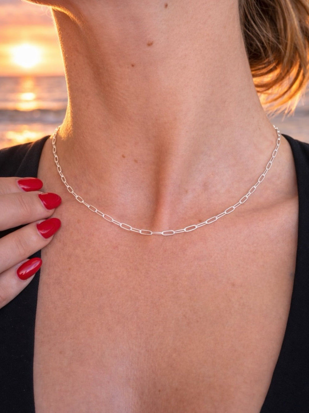 2mm Silver Flat Paperclip Chain Custom Necklace