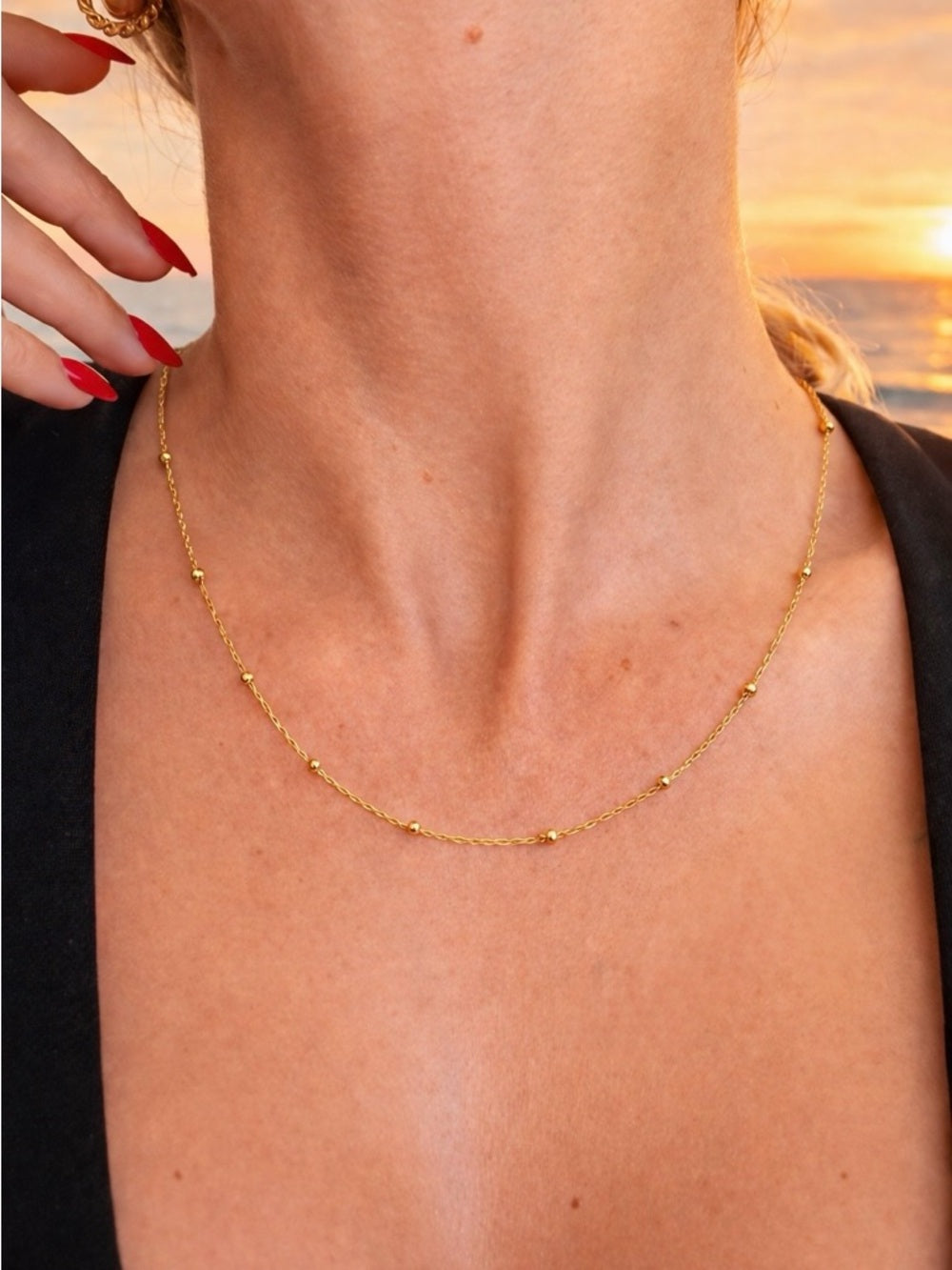 1.8mm Gold Cable Saturn Chain Custom Necklace