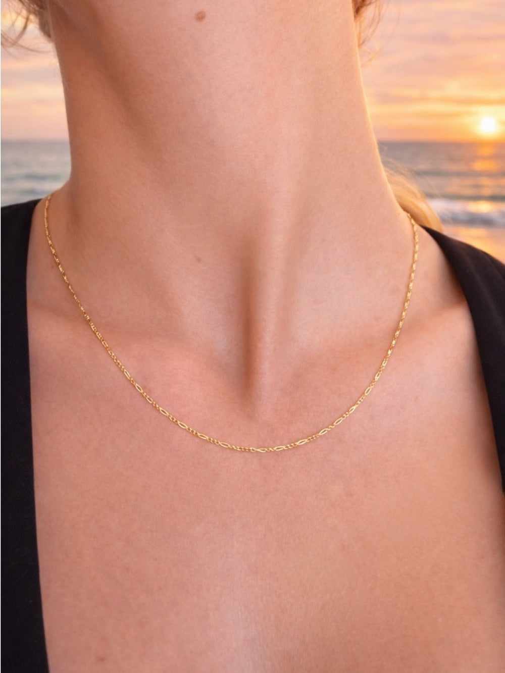 1.2mm Gold Micro Figaro Chain Custom Necklace