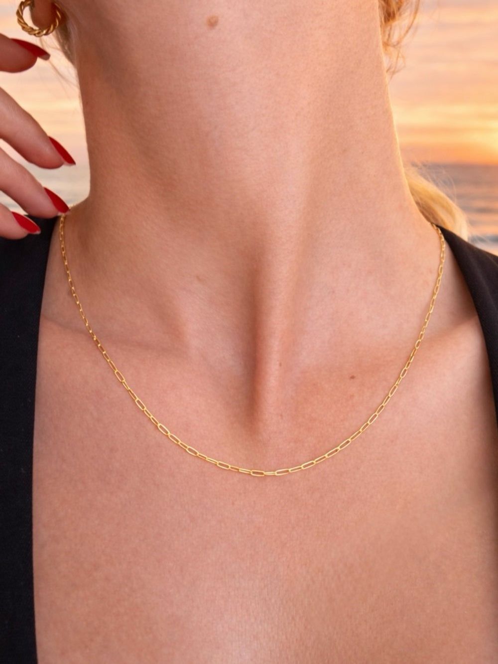 2.2mm Gold Flat Paperclip Chain Custom Necklace