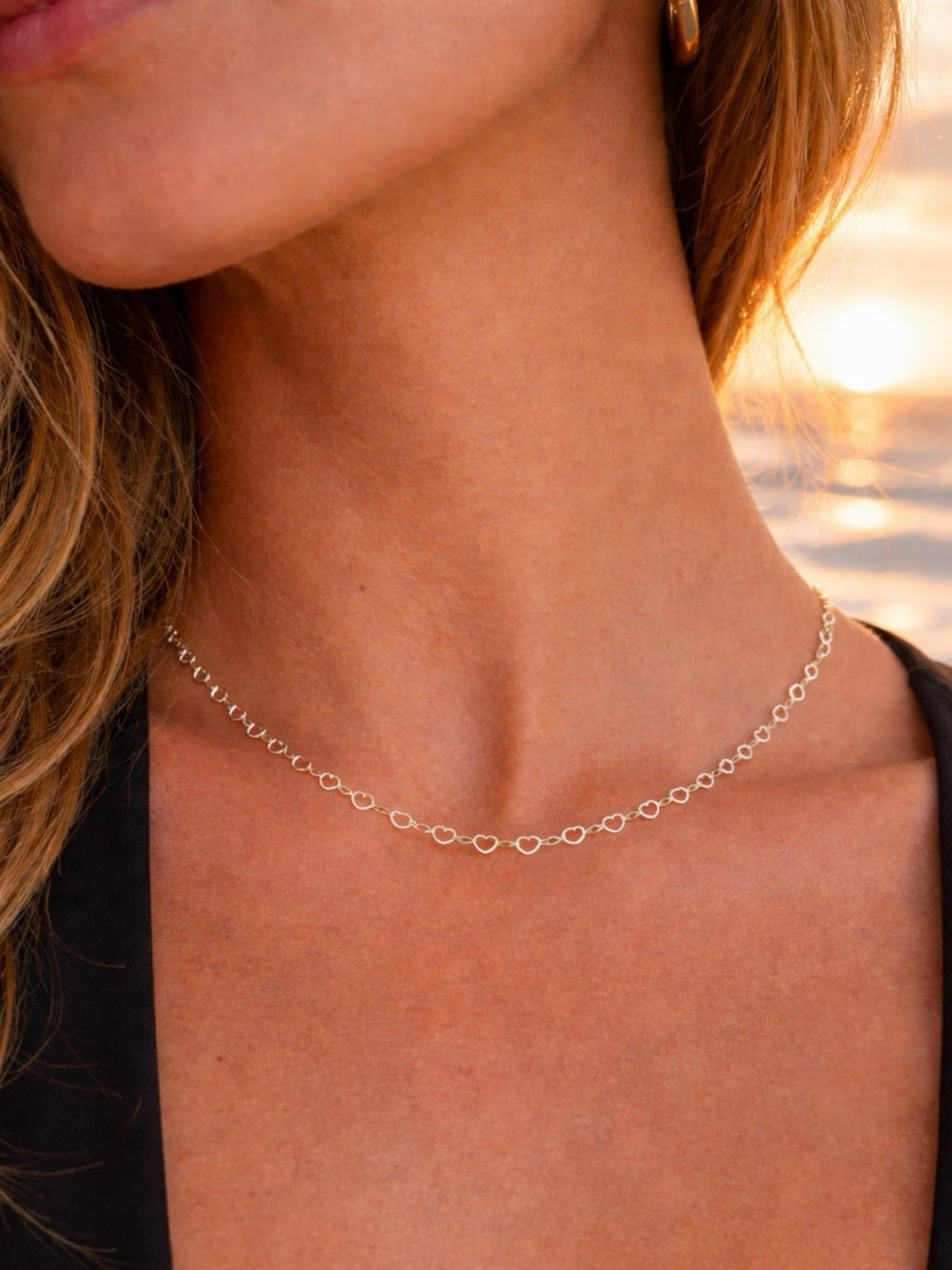 3mm Silver Heart Link Chain Custom Necklace