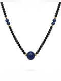 Black Spinel & Lapis Beaded Necklace (#103)