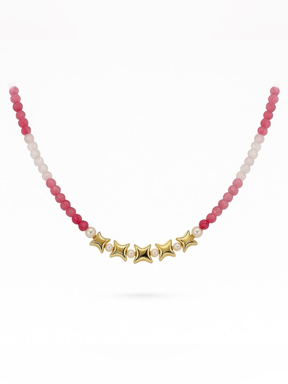 Cherry Blossom Quartz & Freshwater Pearl Beaded Necklace