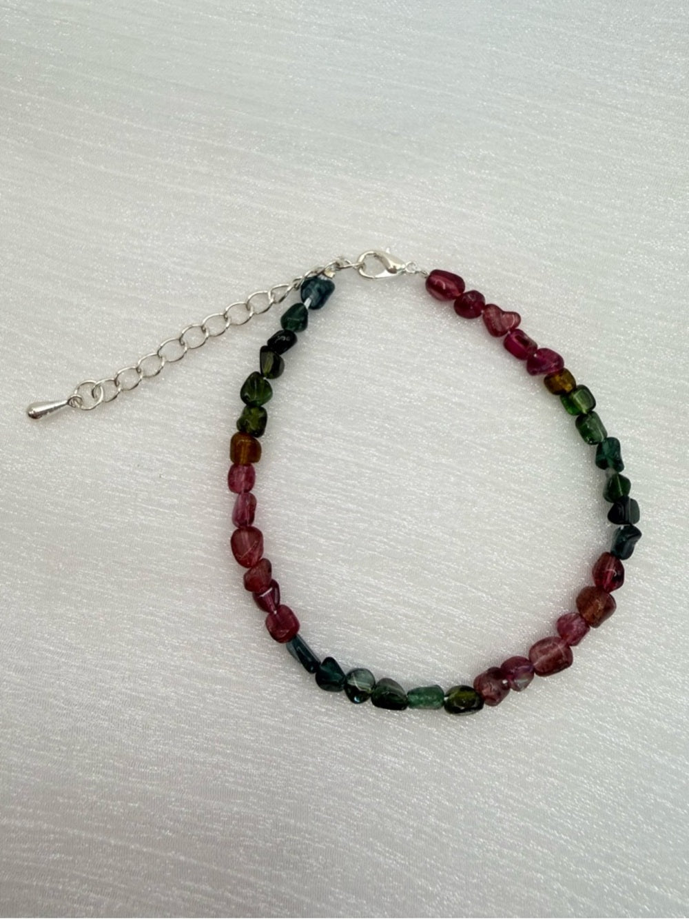 Rainbow Tourmaline Hand Beaded Bracelet