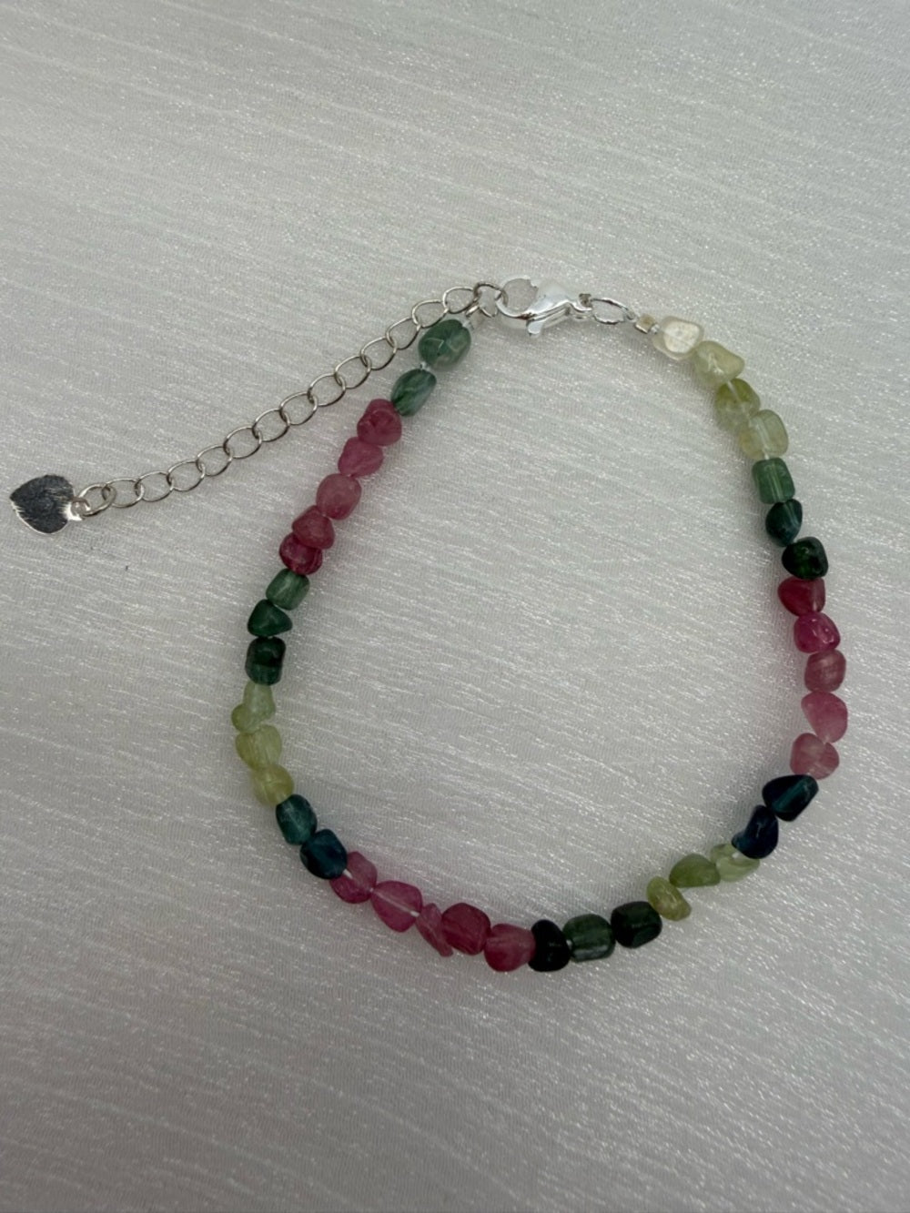 Rainbow Tourmaline Hand Beaded Bracelet