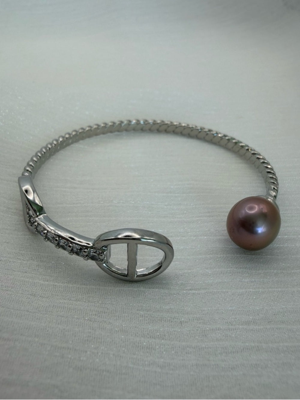 Pavé Mariner Link Edison Pearl Cuff