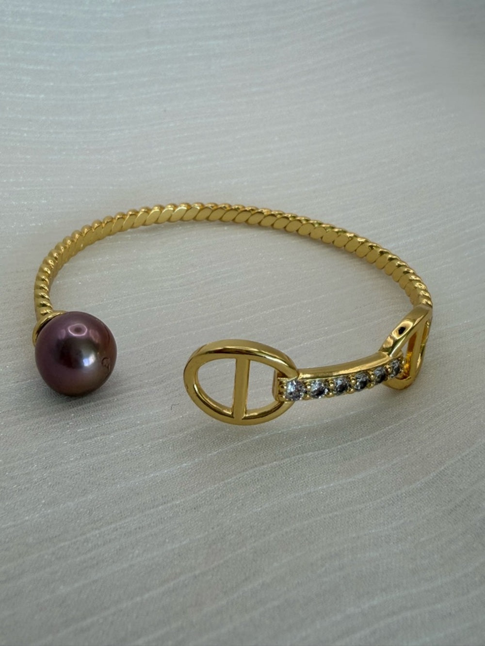 Pavé Mariner Link Edison Pearl Cuff