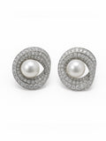 Freshwater Pearl & Crystal Stud Earrings