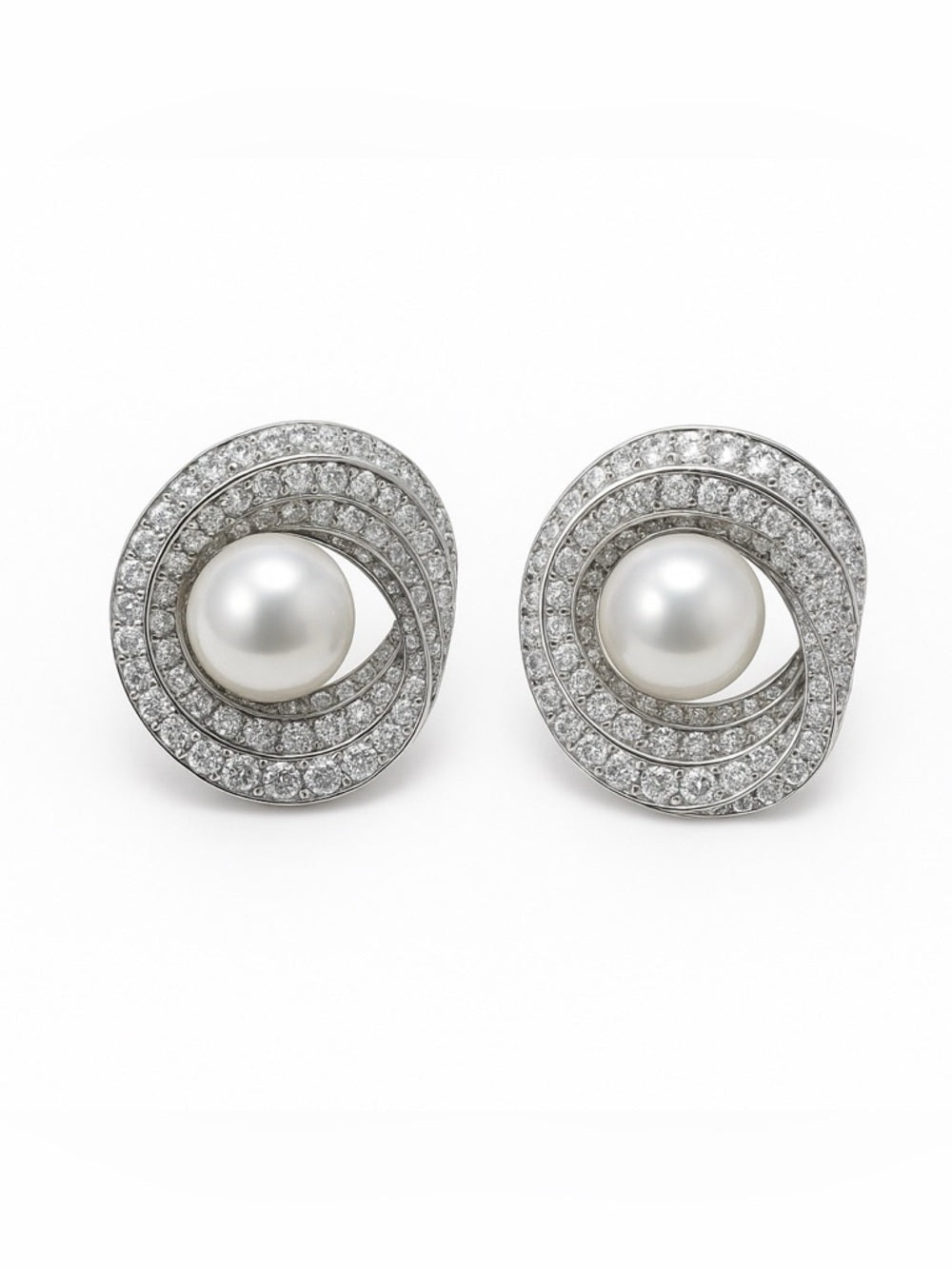 Freshwater Pearl & Crystal Stud Earrings