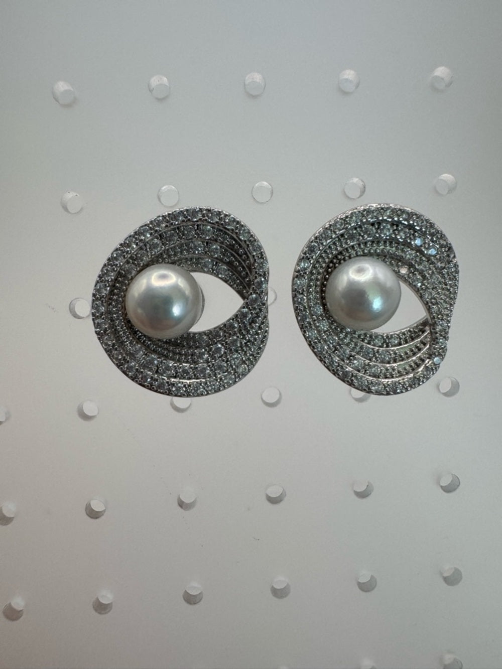 Freshwater Pearl & Crystal Stud Earrings