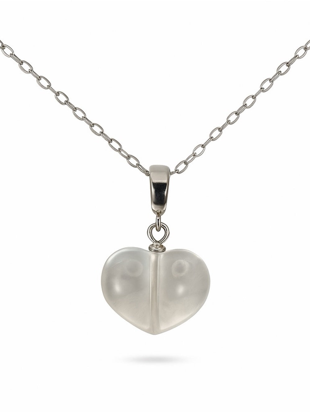 Clear Quartz Puffy Heart Detachable Pendant