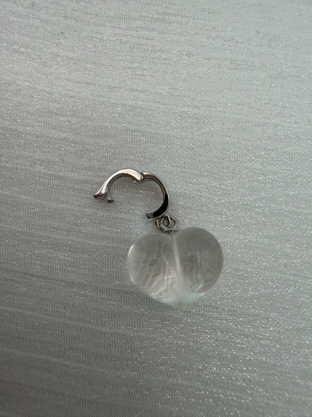 Clear Quartz Puffy Heart Detachable Pendant