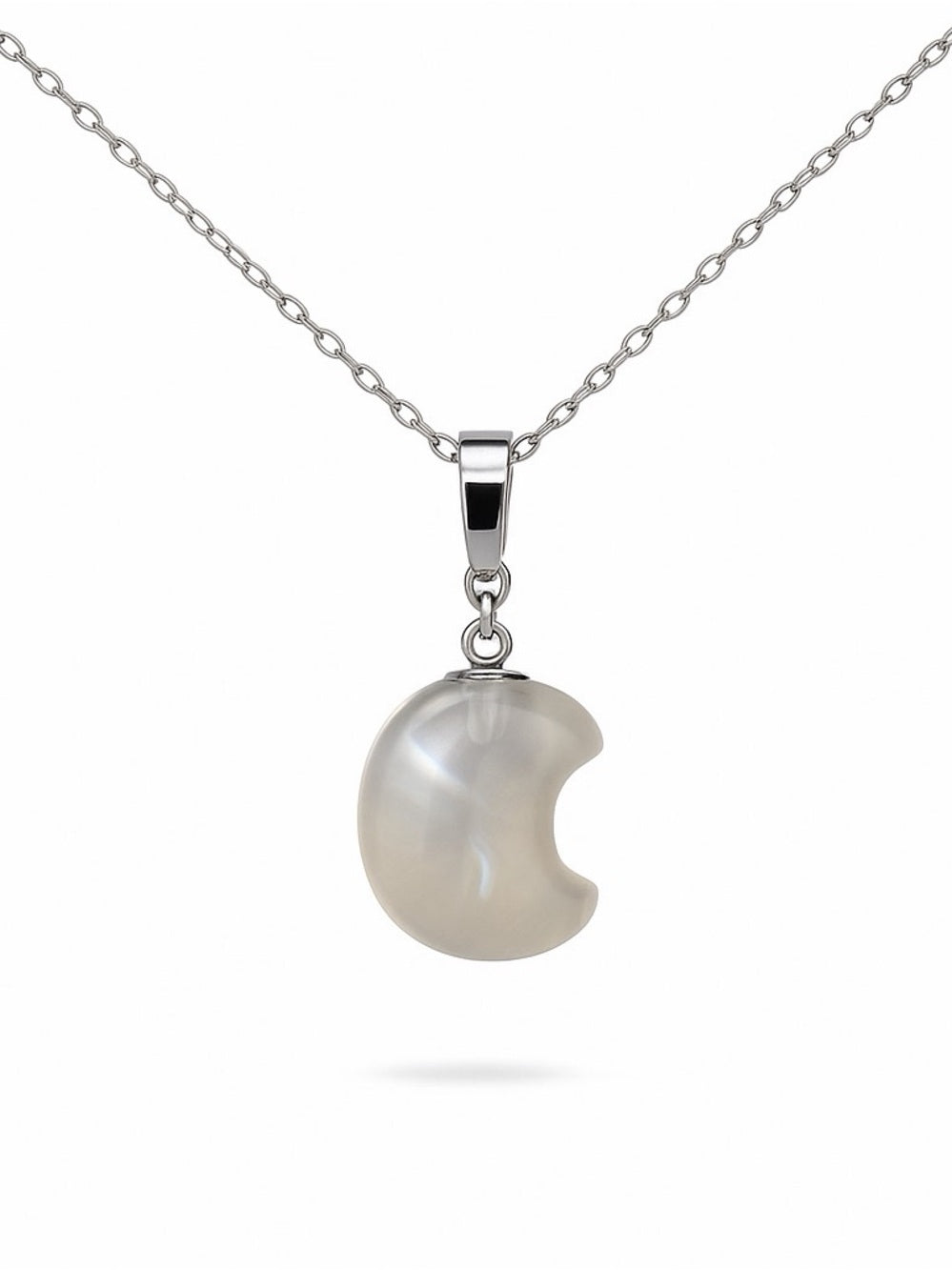 Clear Quartz Puffy Moon Detachable Pendant