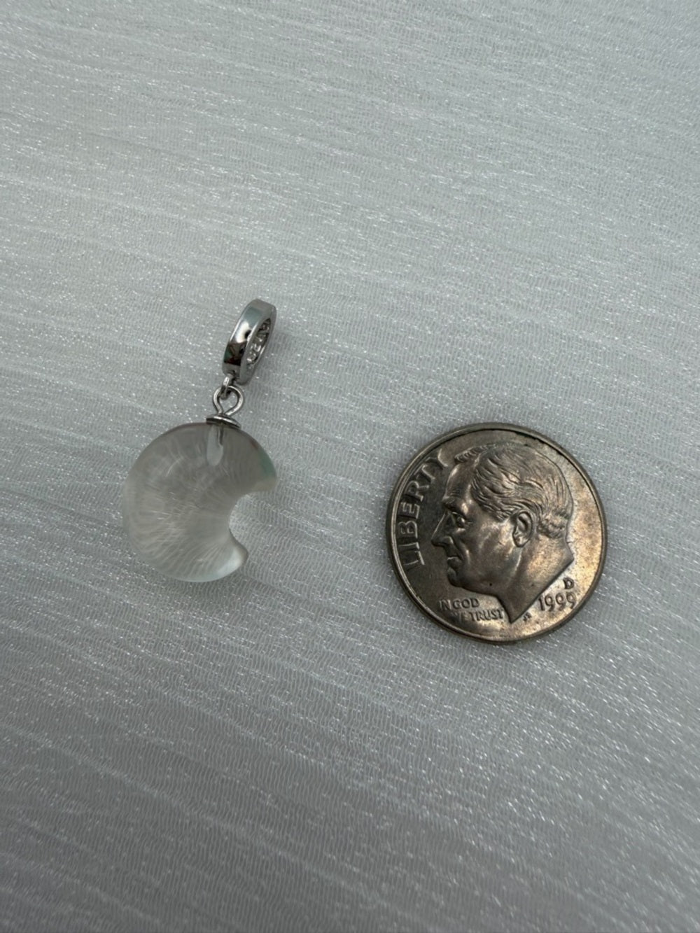 Clear Quartz Puffy Moon Detachable Pendant