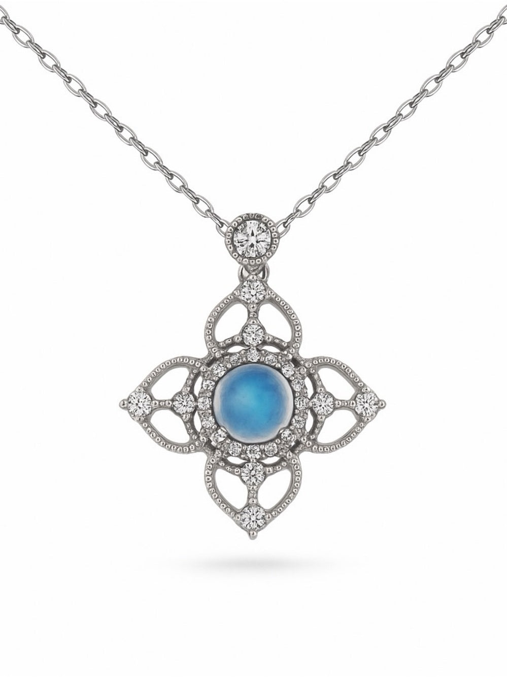 Aquamarine Quatrefoil Pendant