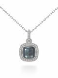 Aquamarine Cabachon Pavé Tile Pendant