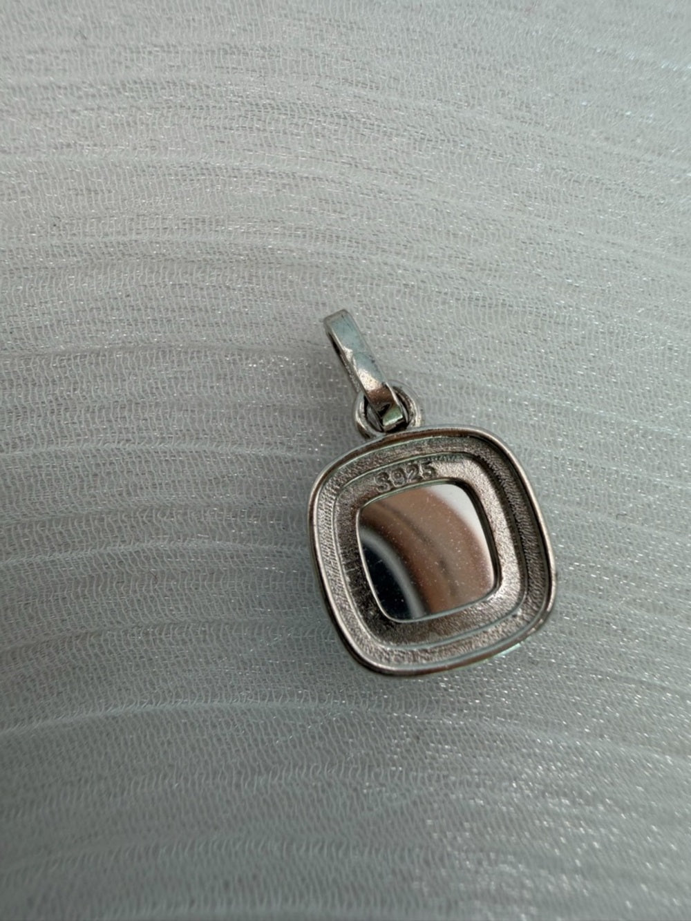 Aquamarine Cabachon Pavé Tile Pendant
