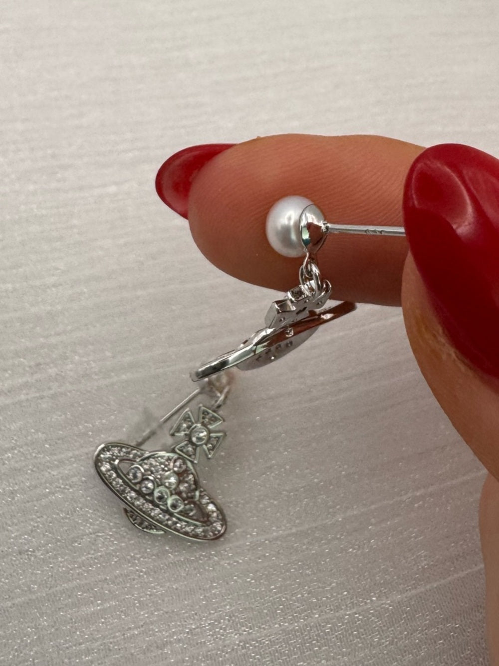 Planet Earrings w/ Pearl and Crystal Details